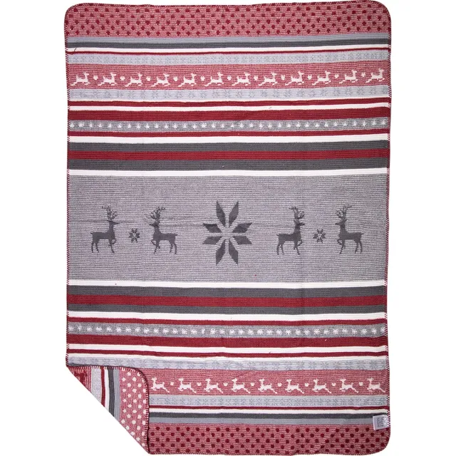 Mars & More plaid herten rood grijs 130x180cm Multi