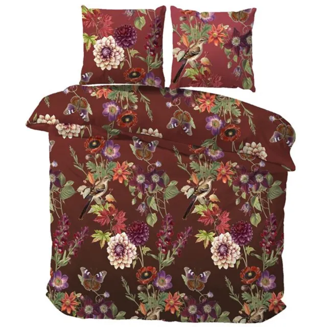 iSleep Flanel Dekbedovertrek Hannie - Tweepersoons - 200x200/220 cm - Bordeaux