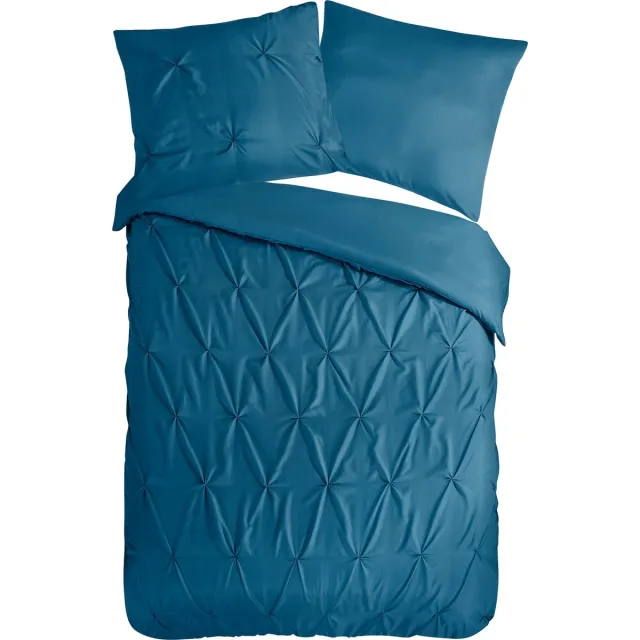 Pure dekbedovertrek luxe stiksel plooien - 1 persoons 140x200/220 cm - Petrol - Microvezel
