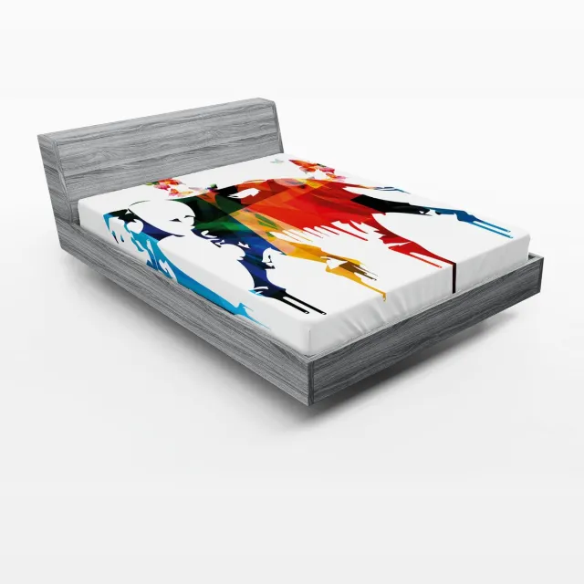 ABAKUHAUS Abstract hoeslaken, Wilde Olifant, Zachte decoratieve stof met elastische band, 160 x 200 cm, Multicolor Meerkleurig