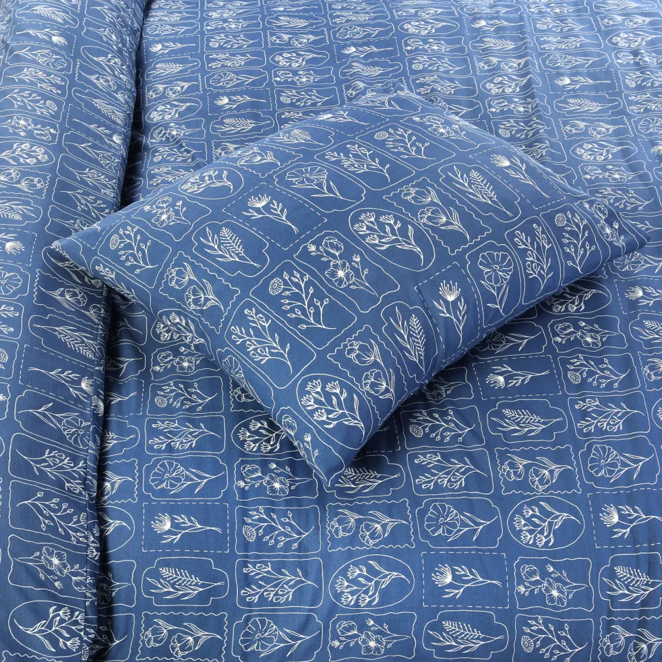 NOUS Living katoenen dekbedovertrek 2-persoons (200x220 cm) blauw, foto 4