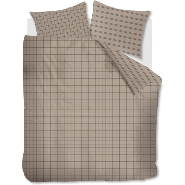 vtwonen Grid dekbedovertrek - Tweepersoons - 200x200/220 - Zand