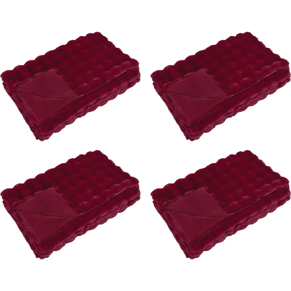 vidaXL Antislip deken van imitatie konijnenbont OLITE 4 st Rood