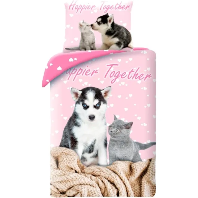 Animal Pictures Dekbedovertrek Happier Together - Katoen Roze
