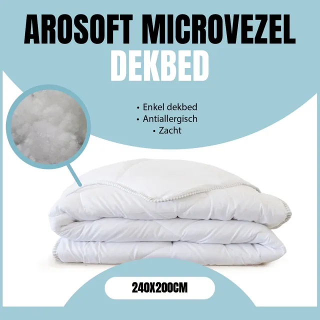 Eleganzzz Arosoft Enkel Dekbed Microvezel - 240x200cm - Winterdekbed - All Year Dekbed Enkel - 500gr/m2 - Enkel Dekbed 240x200 - Lits Jumeaux - Dekbedden wit