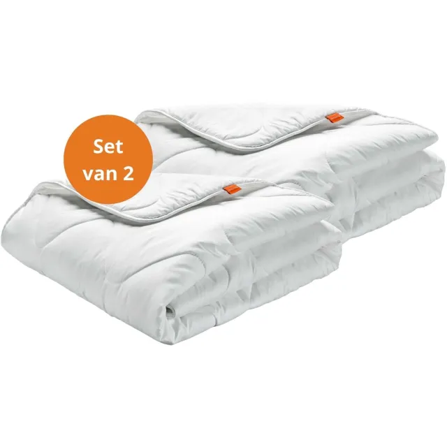 Sleepling set van 2 Basic 100 winterdekbedden 155 x 220 cm | warm winterdekbed | Made in EU | Ökotex 100 | wasbaar op 60 graden | warmteklasse garantie | 100% fijne microvezel | wit