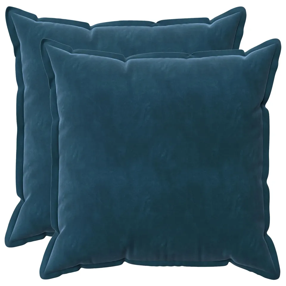 vidaXL Kussensloop 2 st HOUTEN Blauw 55 x 55 cm fluweel, foto 3