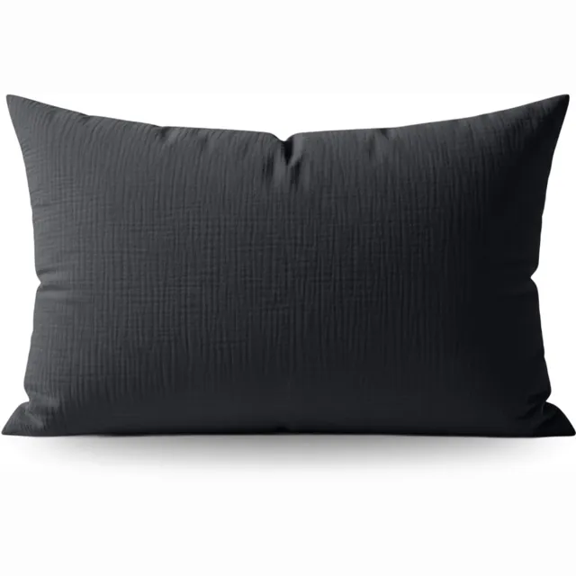 Zelesta Teddy Katoen Mousseline Kussensloop Set van 2 - Anthracite 80x80cm