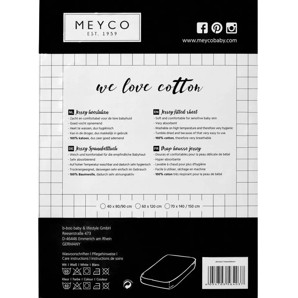 Meyco hoeslaken boxmatras 75x95 cm lichtgrijs, foto 2