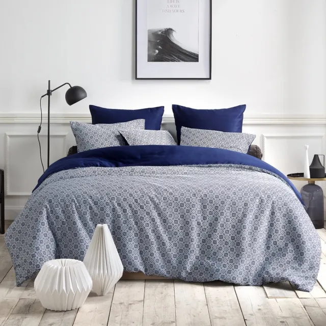 De Witte Lietaer Dekbedovertrek Katoen Satijn Eloise - Hotelmaat - Blauw