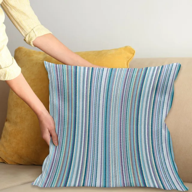ABAKUHAUS Strepen Kussenhoes, Blauw, Lila, Geometrisch, Kussenhoes met Ritssluiting en Dubbelzijdige Print, 60 x 60 cm, Meerkleurig
