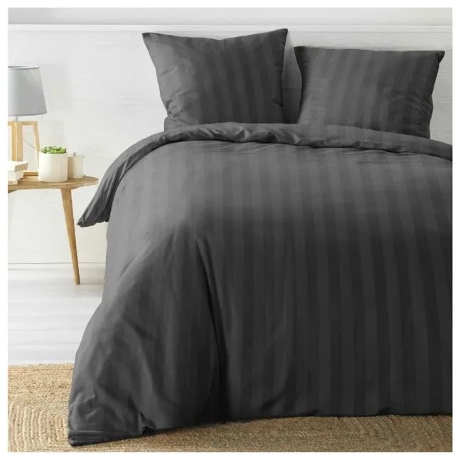 PROMO LINGE Beddengoedset - Cléo UNI Housse de Couette 240 x 220 cm + Taies d'Oreillers__ (Dekbedovertrek 240 x 220 cm + Kussenslopen) [NL] Donker Grijs