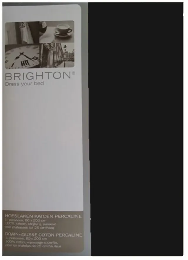 Brighton Hoeslaken - 100% Katoen Perkal - Eenpersoons - 90x220 cm - Zwart