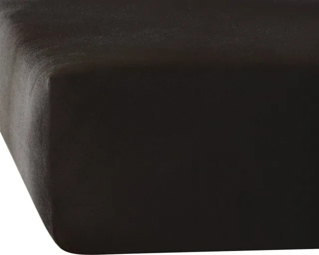 De Witte Lietaer Hoeslaken Elena Black - 90 x 200/220 x h 30 - Katoen Jersey Zwart