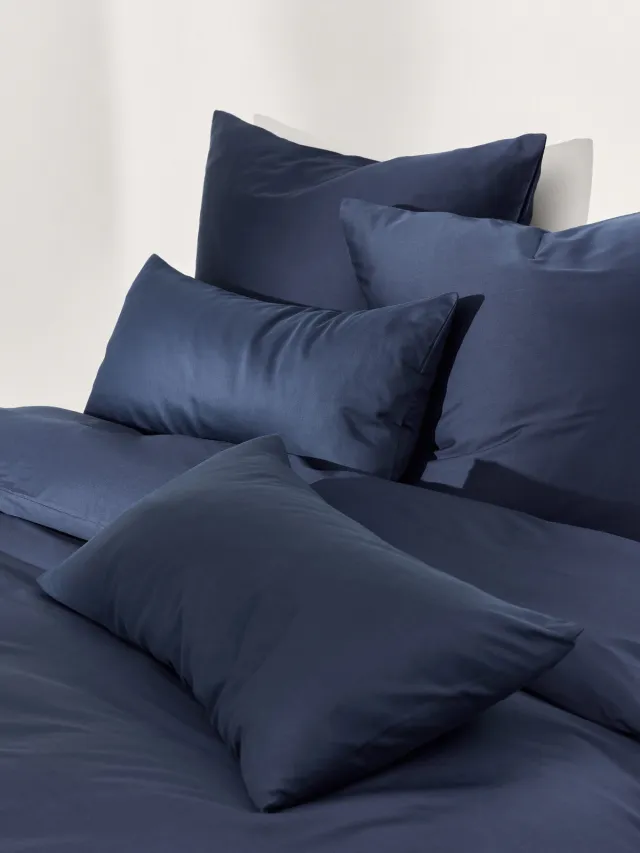 Westwing Collection Katoensatijnen dekbedovertrek Comfort Blauw