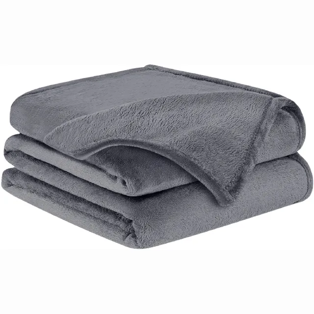 BARBONS fleece deken - plaid dekens - 150x200 - zachte warme fluffy - antraciet