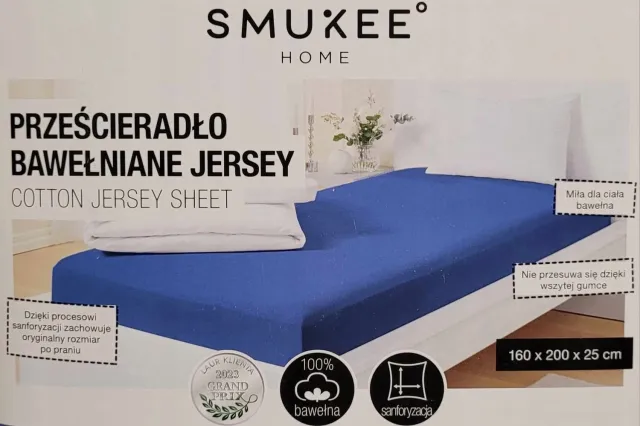smukee Jersey Hoeslaken met Elastiek 160x200 cm - Smukee Blauw