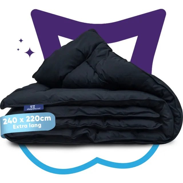Slaapspeciaal Eazydekbed Hotel Zwart - Wasbaar Dekbed - Dekbed zonder Overtrek - Hoesloos Dekbed - All Year Dekbed - 2 in 1 Dekbed - Dekbed met Vaste Overtrek - Gekleurd Dekbed - 240x220 cm