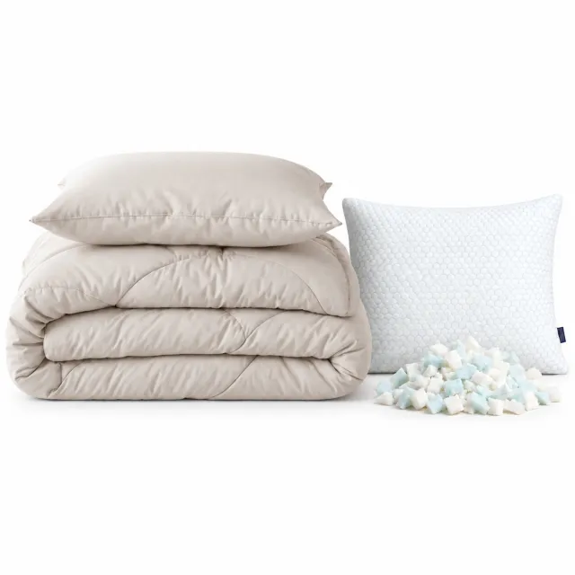 Dekbed-Discounter Sleeptime Dekbed Zonder Overtrek 200 x 200 cm - Inclusief kussen en 2 kussenslopen - Wasbaar op 40 graden - Warmteklasse 2 - Off White