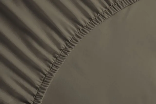 YELLOW HAVE A SUITE NIGHT Yellow Hoeslaken Percale - Onderlaken voor Tweepersoonsbed - 180x210-220 cm - 100% Katoen-Perkal - Taupe
