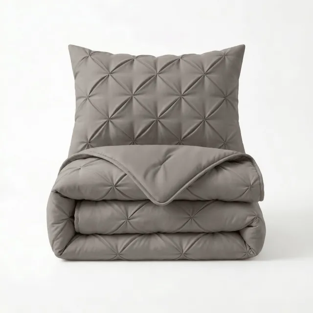 Sleeptime 2 in 1 Dekbed zonder Overtrek Pintuck - Wasbaar Dekbed - 140x200 - Taupe/Grijs