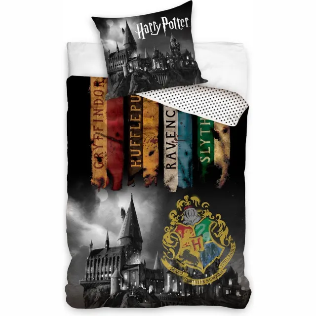 Harry Potter Banners Dekbedovertrek - Eenpersoons - 140x200 cm - Grijs/Multi Multi Colour