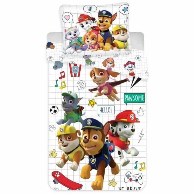PAW Patrol Dekbedovertrek 100 x 135 cm Junior - 100 % katoen - BABY - Peuterdekbedovertrek Wit
