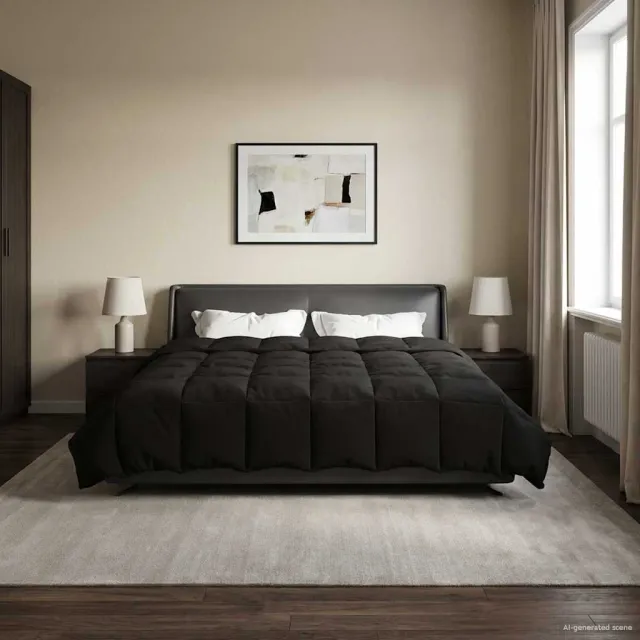 vidaXL Vol jaar dekbed 260 x 220 cm Microfiber (100% polyester) Zwart
