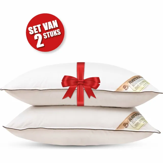 NachtrustOnline Kapok Hoofdkussens - Set van 2 stuks - Verkoelend kussen - medium - 1000g - 60x70cm Creme