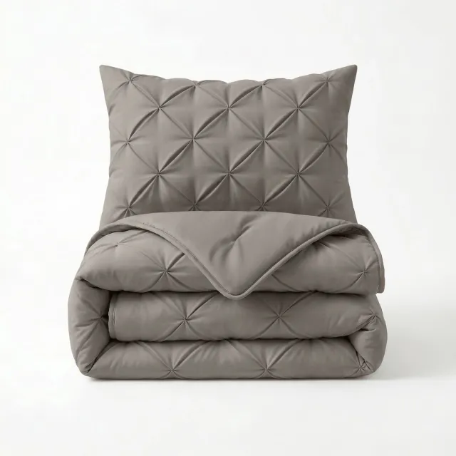 Sleeptime Lazy Dekbed Pintuck Taupe/Grijs met Kussenslopen 240x200 cm
