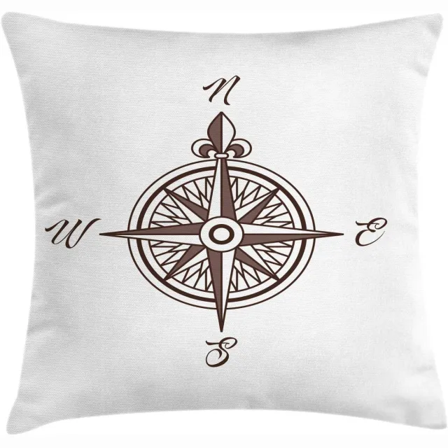 ABAKUHAUS Maritieme Kussenhoes – Dubbelzijdig Bedrukt 50x50 cm – Taupe/Wit