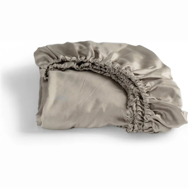 Cinderella Sundays - Hoeslaken - 1 Persoons - 100% - Katoen-Satijn - 80x200 cm - Tot 25 cm matrashoogte - Taupe