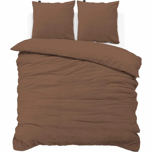 iSleep Dekbedovertrek Teddy Fleece - Eenpersoons - 140x200/220 cm - Bruin