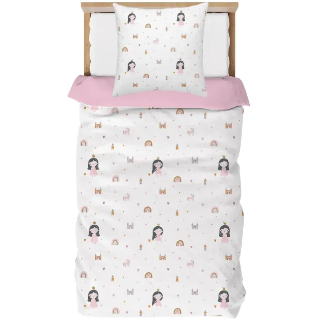 Unyqoos Betoverende Kinderbeddengoed Set met Eenhoorns en Regenbogen voor Meisjes, 135 x 200 cm prinses