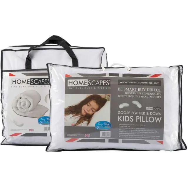 Homescapes Kinder Dekbed & Kussen Set 120x150 cm + 60x40 cm – Ganzendons & Veren – Warmteklasse 3 – OEKO-TEX® & RDS Gecertificeerd Wit