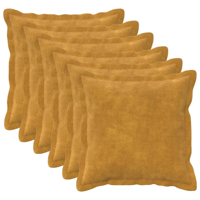 vidaXL Kussensloop 6 st HOUTEN Geel 45 x 45 cm Microfiber Fleece, foto 2