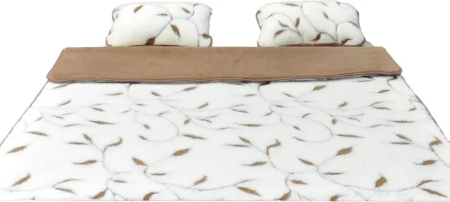 OnceDoce® Dekbed 100% Wol - Dubbelzijdig Zeer Warm - Puur Australische Merino & Kamelen Wol Blend IVY – Premium Wollen Deken OnceDoce® 2 x 460 g/m² - Warm Ademend Zacht – Woolmark ® Keurmerk - Wasbaar – 140x200cm bruin wit