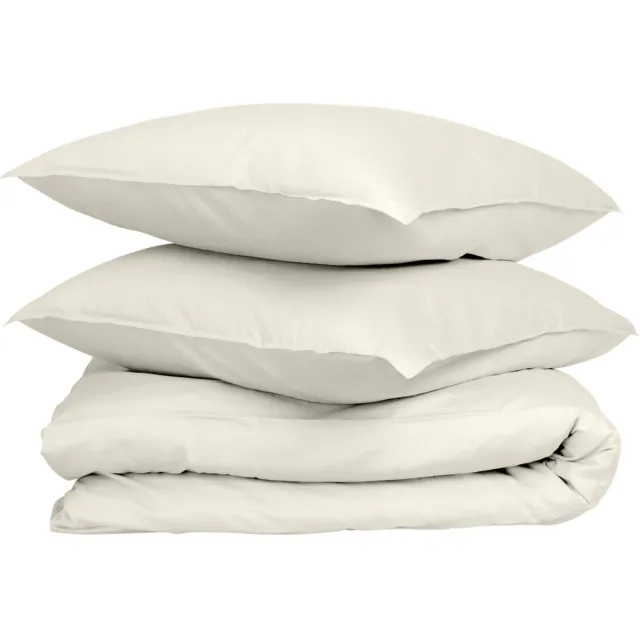 Wocha Dekbedovertrek Set - 100% Biologisch Katoen Satijn (300TC) - 200x200/220 - Naturel - Premium kwaliteit en duurzaam - Incl. 2 kussenslopen