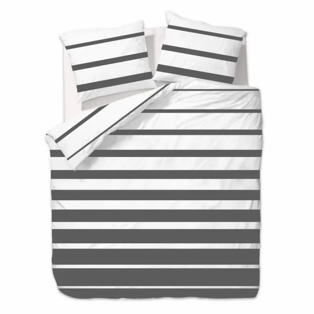 Ten Cate Dekbedovertrek - Dekbedovertrek 200 x 200 tweepersoons - Dekbedovertrekken - Dekbedovertrek 200x220 - Celia Antraciet Wit/Antraciet