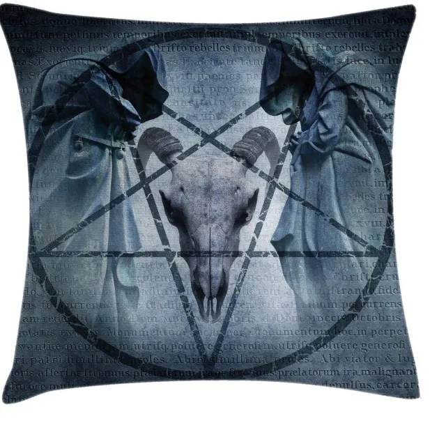 ABAKUHAUS Horrorhuis Kussenhoes – Dubbelzijdig – Blauw-Teal 50x50 cm