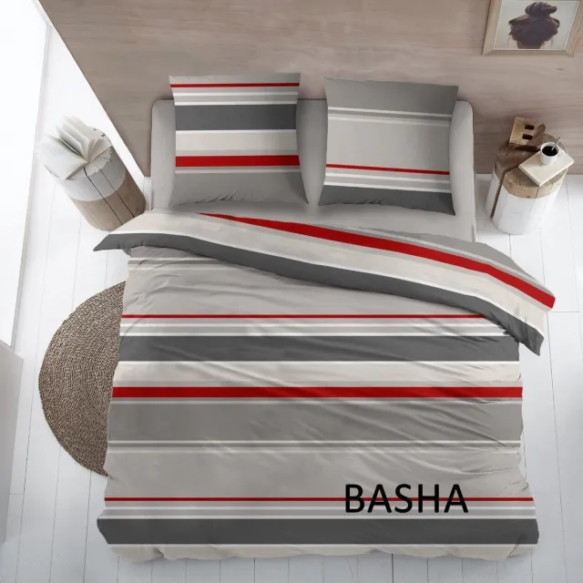 Sleepnight Dekbedovertrek Katoen Basha Rood - 140 x 200/220 cm + 1 kussensloop - [Rood]