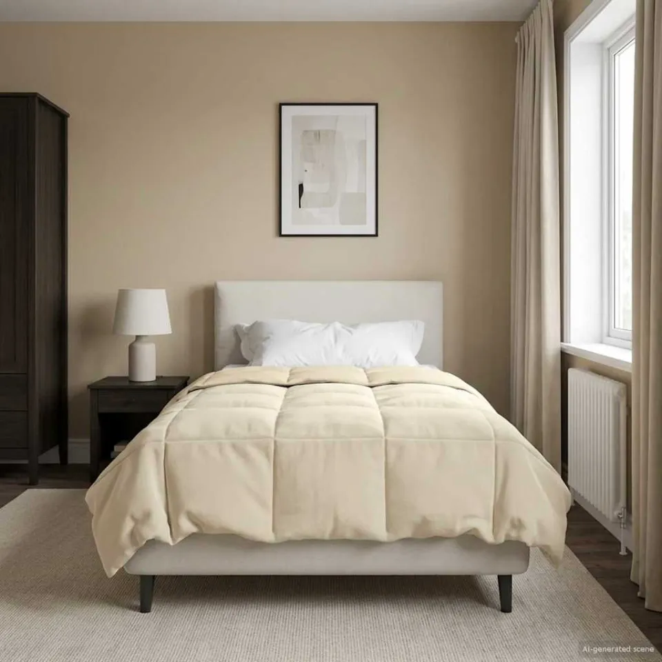 vidaXL Winter Dekbed 140 x 200 cm Winter Microfiber (100% polyester) crème, foto 4