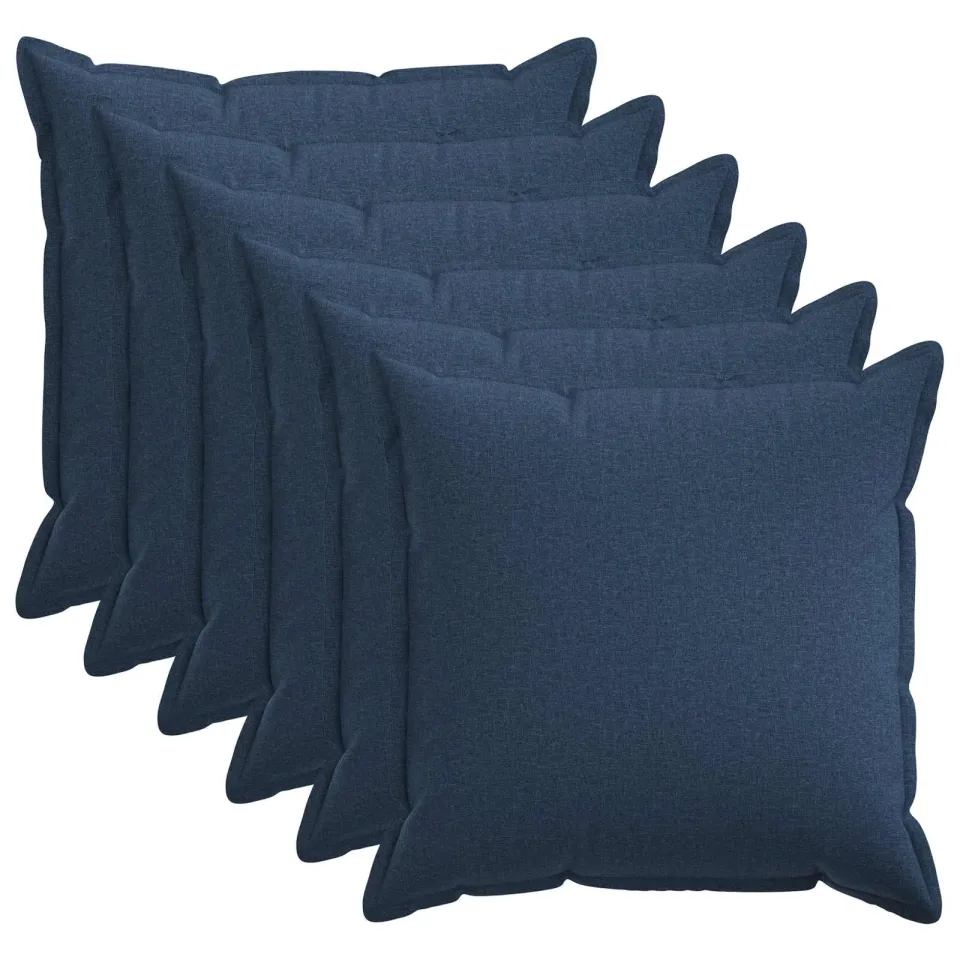 vidaXL Kussensloop 6 st HOUTEN Blauw 65 x 65 cm Faux Linnen, foto 3