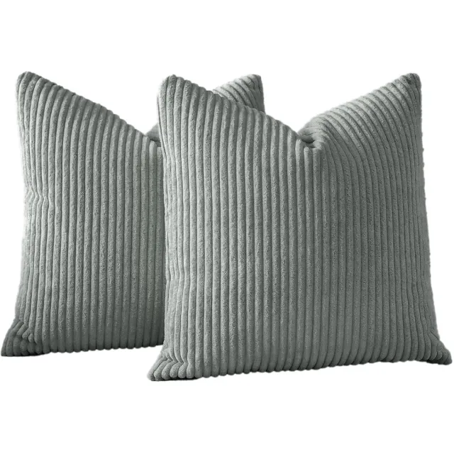 Ibenzoa Set van 2 stijlvolle corduroy kussenhoezen voor een luxueuze en elegante woonkamerinrichting grijs