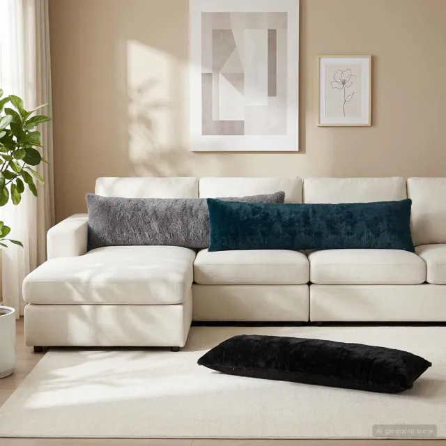 vidaXL Kussensloop 2 st HEERLEN Zwart 40 x 145 cm Nep Konijnenbont