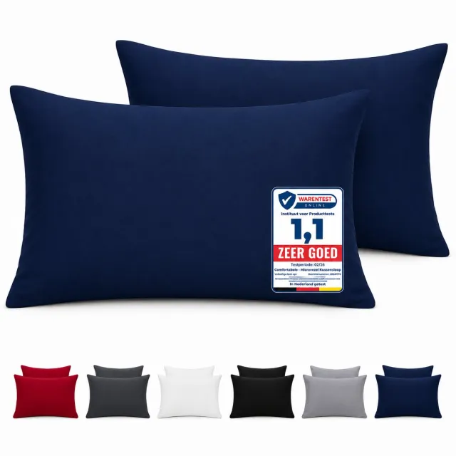 Komfortec Set van 2 Premium Kussenslopen 50x70 cm - Superzachte Kussenhoes – 100% - Geborsteld Mikrovezel 90g/m² - Blauw