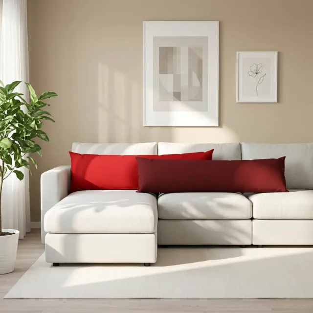 vidaXL Kussensloop 2 st HEERLEN Wijnrood 40 x 145 cm Stof