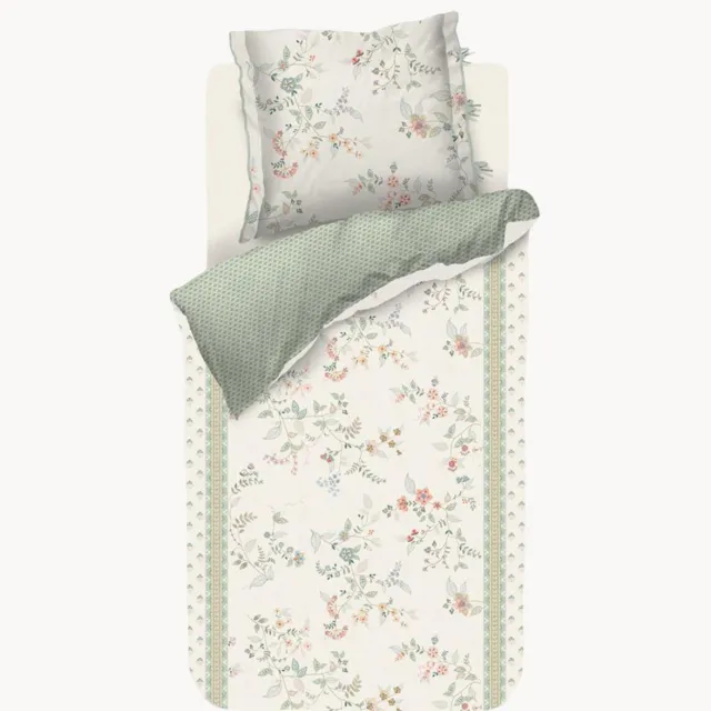 Pip Studio Perkal katoenen dekbedovertrekset Kili Flower Wit