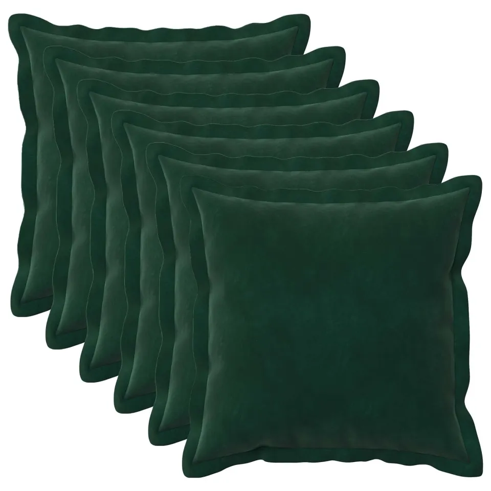 vidaXL Kussensloop 6 st HOUTEN Donkergroen 30 x 30 cm fluweel groen, foto 3