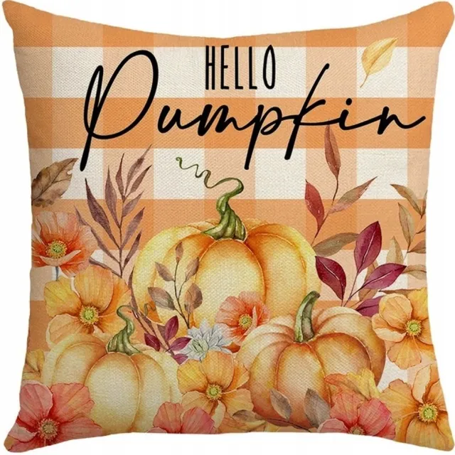 eCarla Herfstkussenhoes 45x45cm - Pompoen & Bloemen Boho Stijl Multicolor